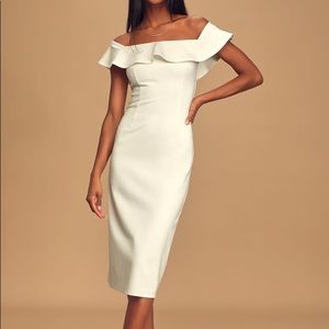 Lulu’s Off-the-Shoulder Midi Dress XS, NWT